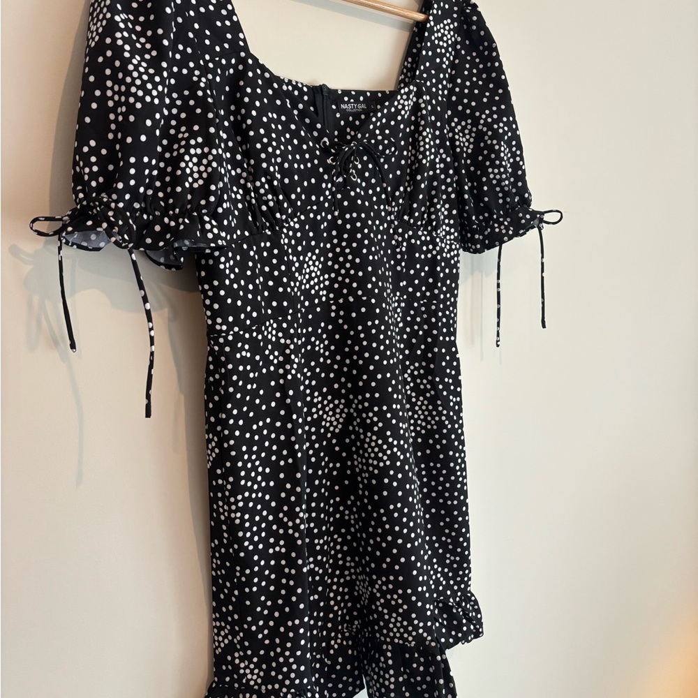 Nasty Gal Black and White Polka Dot Dress